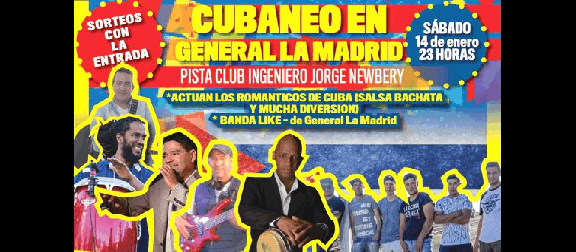 Se realizarÃ el espectÃculo Cubaneo en La Madrid en el Parque de Ingeniero J Newbery 