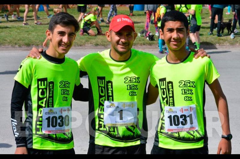 Mauricio Olivera y sus dos hijos protagonistas del Hi Race sierrabayene 